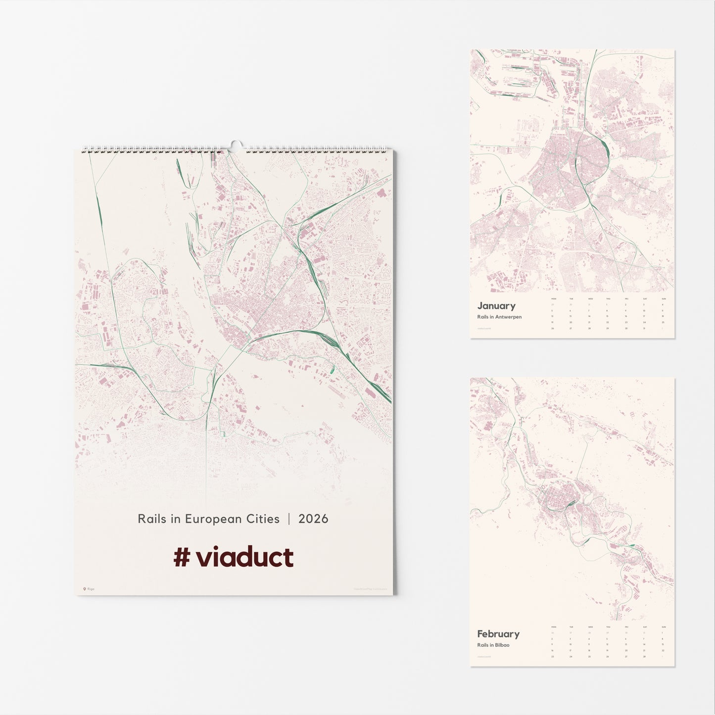 Wandkalender 2026 | Rails in European Cities