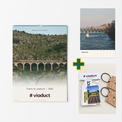 Bundle: Calendar 2027 | Trains on viaducts + Merch Pack