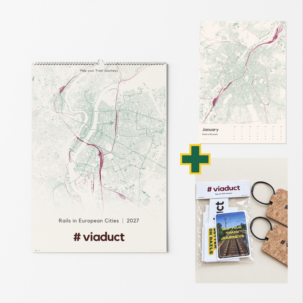 Bundle: Calendar 2027 | Rails in European Cities + Merch Pack