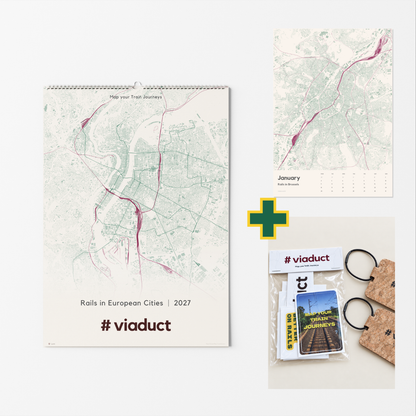 Bundle: Calendar 2027 | Rails in European Cities + Merch Pack